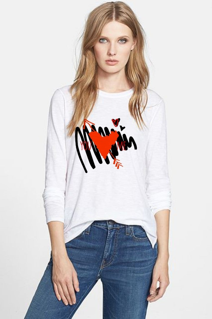 HEART GRAPHIC LONG SLEEVES T-SHIRT FOR SUMMER