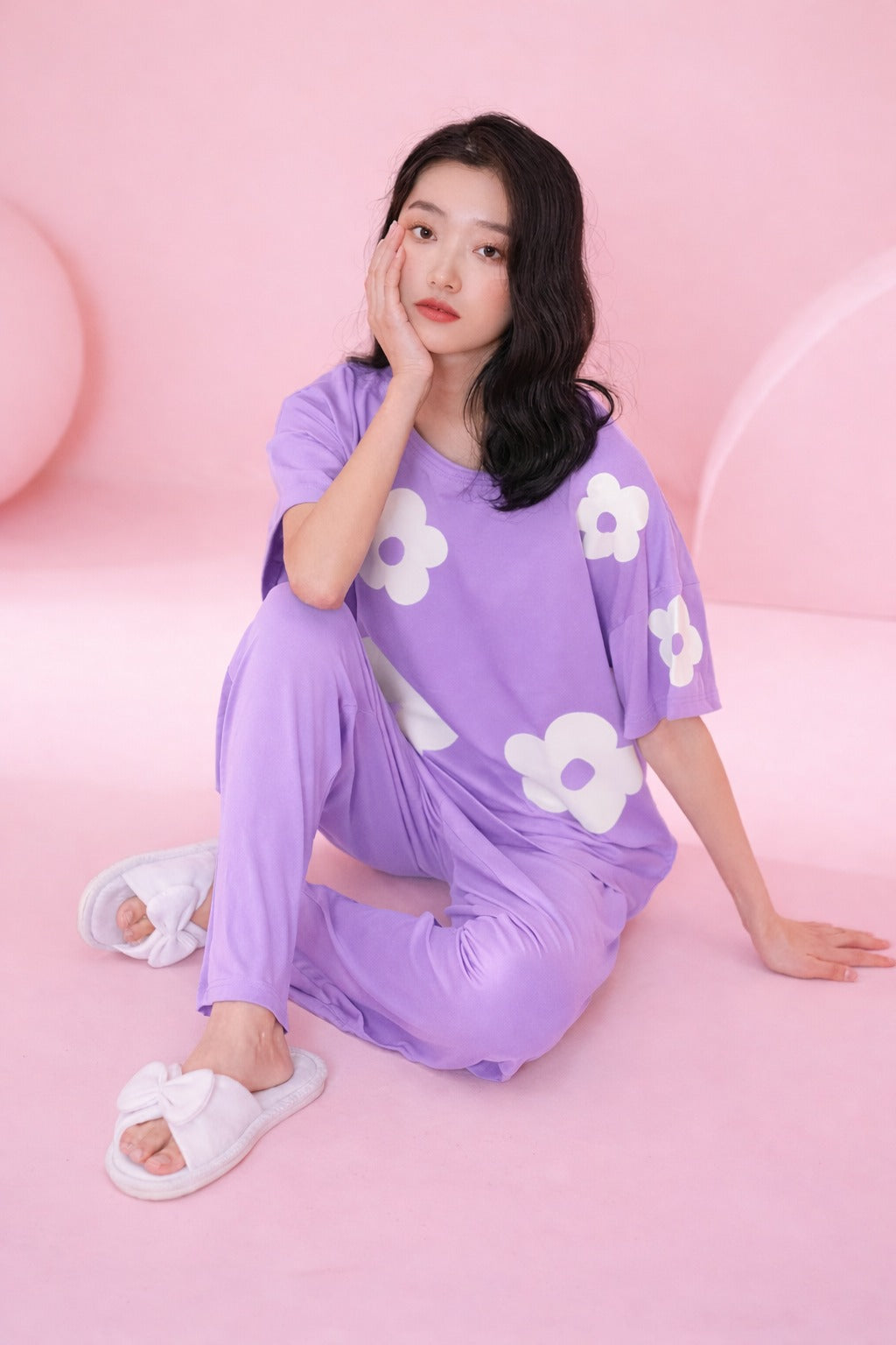 All Over Big White Flower Night Suit For Her view 4