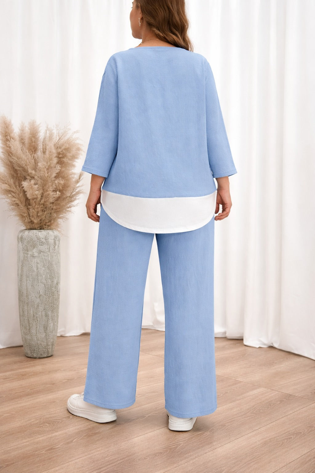 Plain Plazzo Night Suit With White Bottom Line For Her view 7
