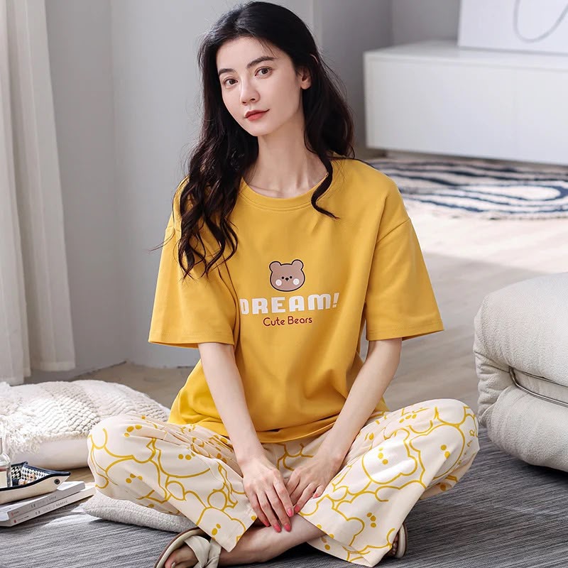 Women's Yellow Dream Graphic Set Night Suit view 2