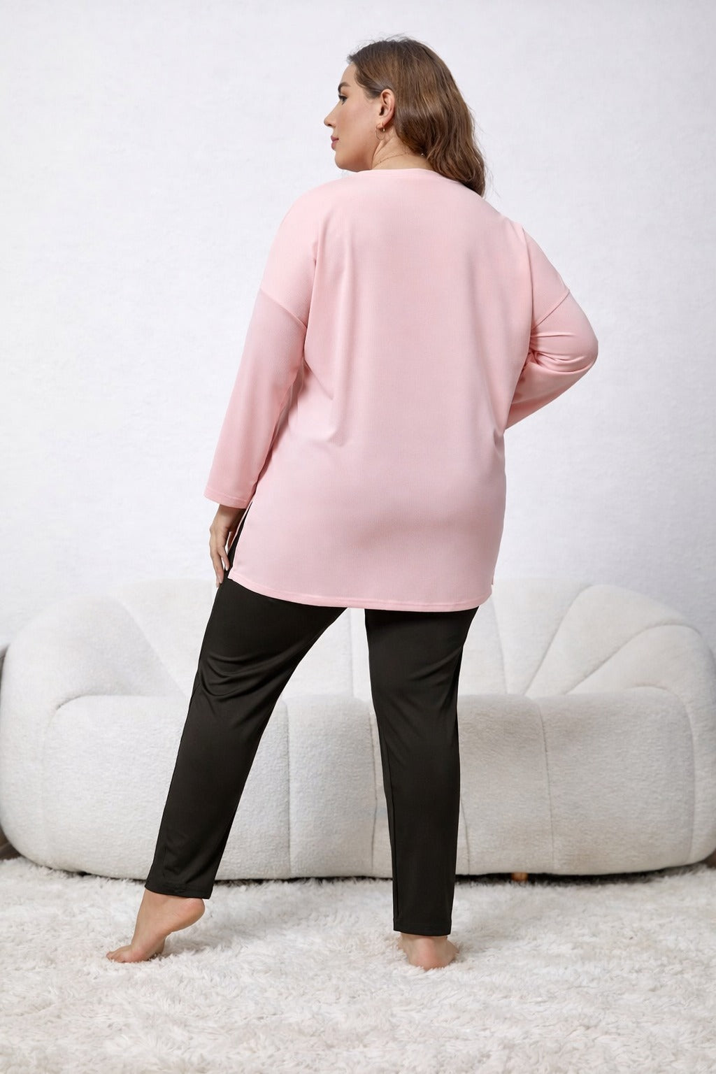 Dreams Long Shirt With Black Trouser Night Suit For Her view 2