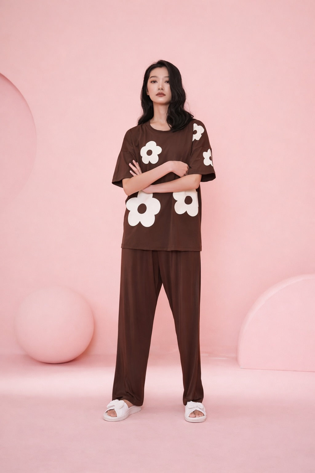 All Over Big White Flower Night Suit For Her view 11