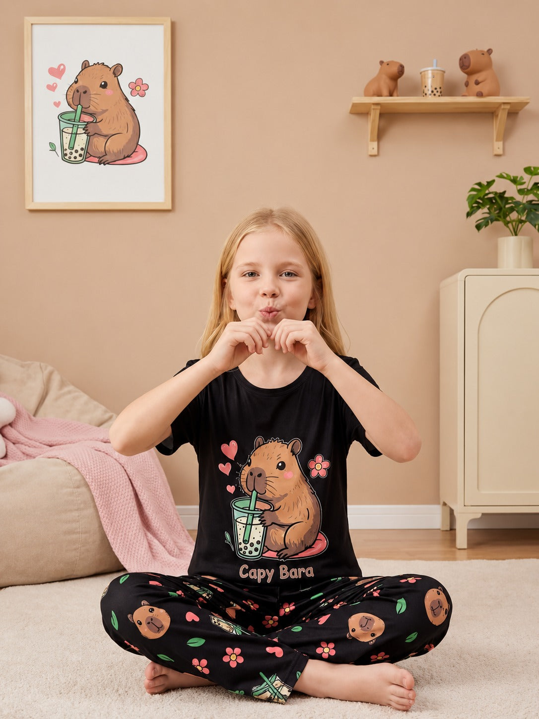 Black Cappy Bara Printed Kid Suit view 3