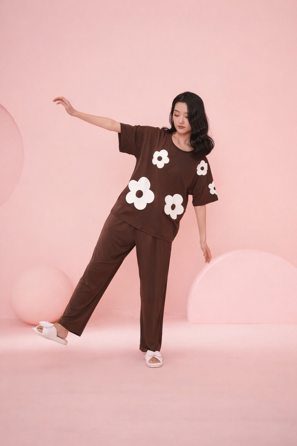 All Over Big White Flower Night Suit For Her view 7