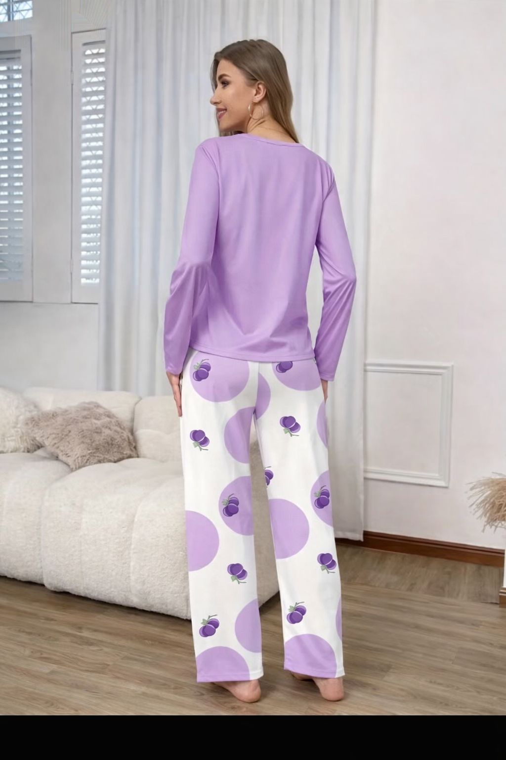 Purple Grape Printed Full Sleeves Night Suit (RX-384) view 6