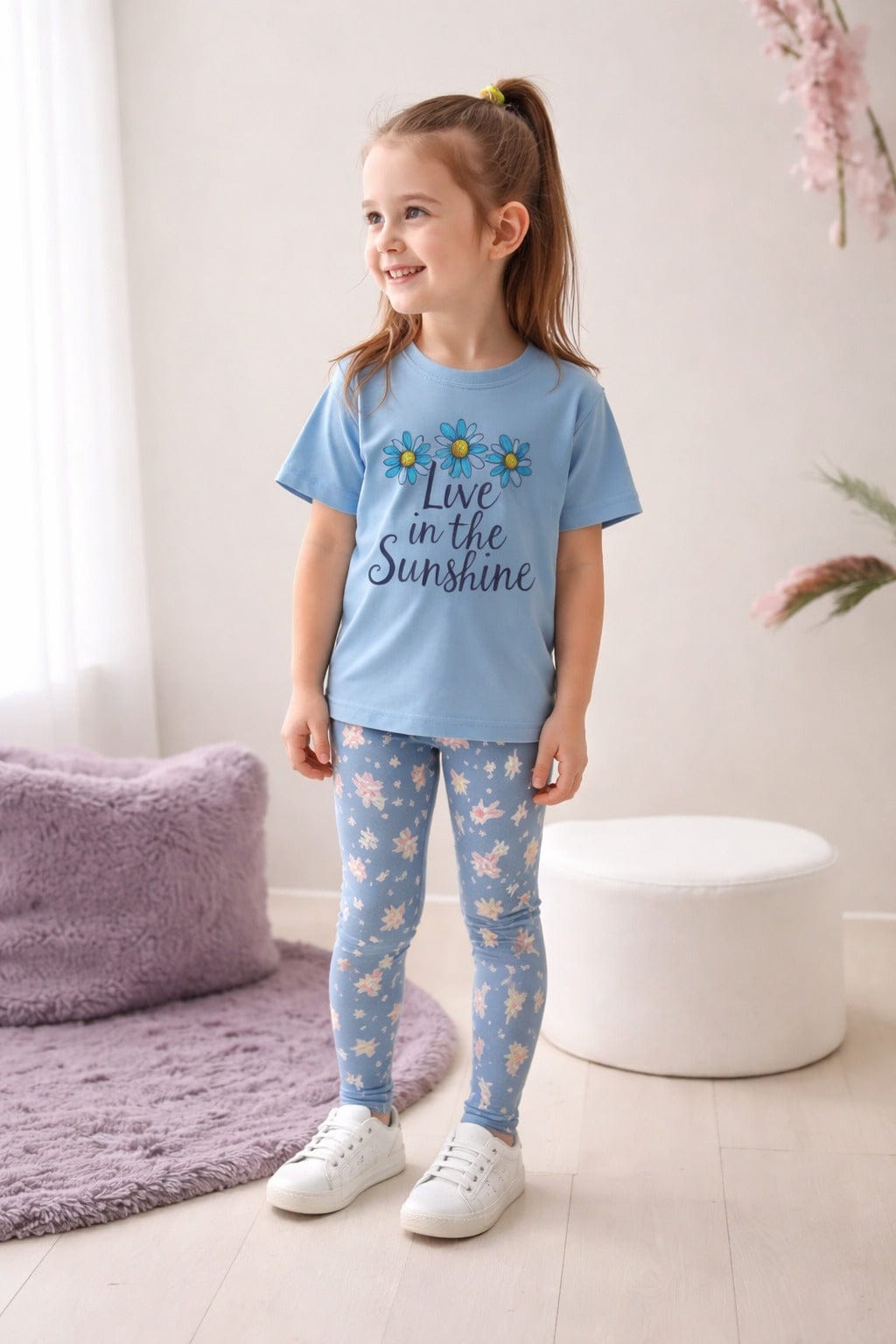 Sky Blue Live In The Sunshine Printed Kids Night Suit