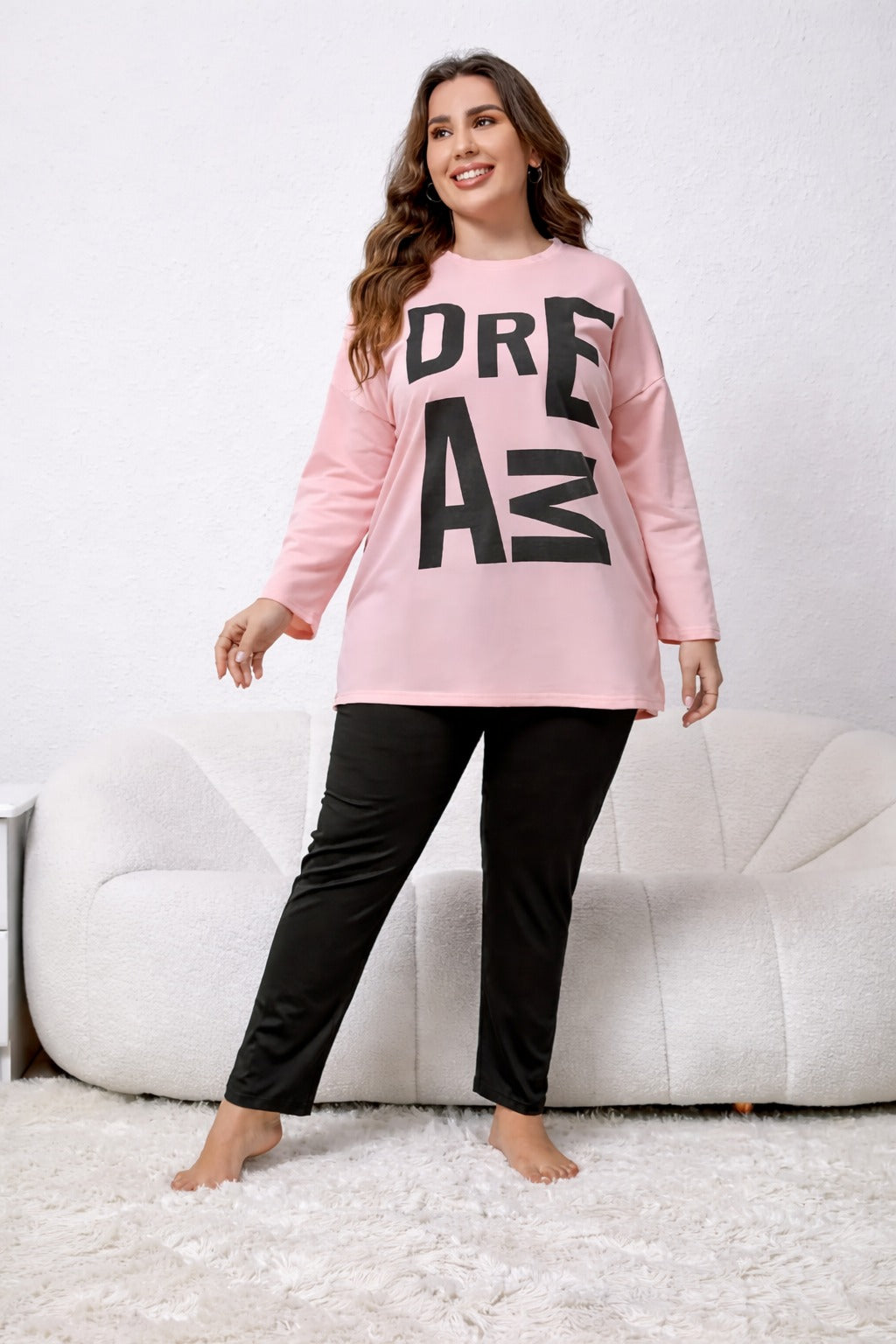 Dreams Long Shirt With Black Trouser Night Suit For Her view 4