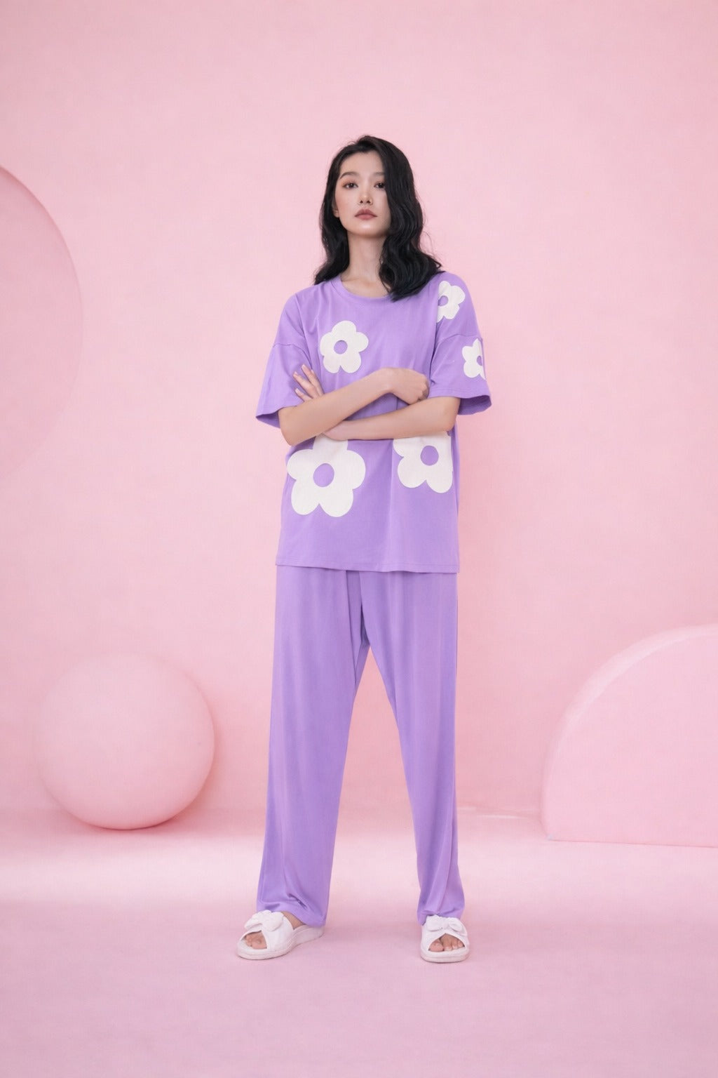 All Over Big White Flower Night Suit For Her view 5