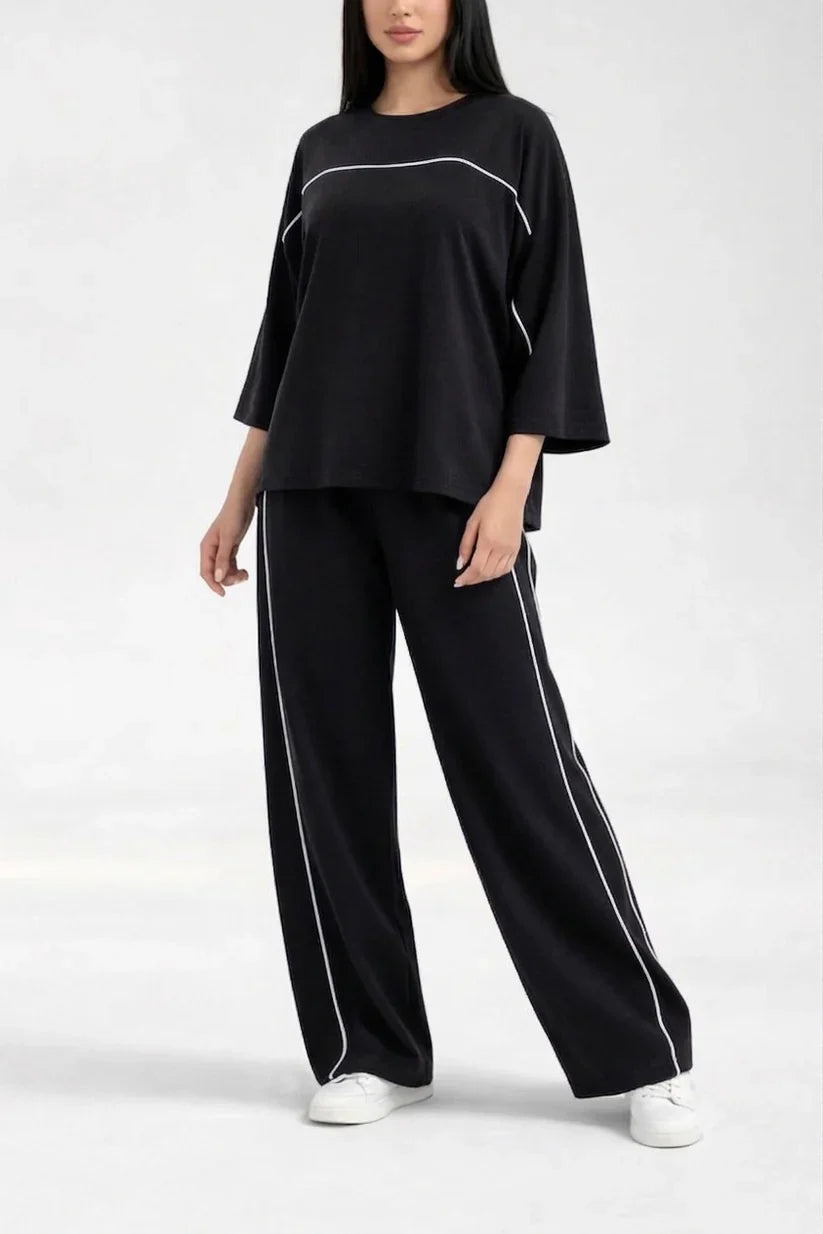 Plain Plazzo Night Suit With White Lining For Her