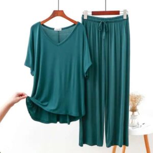 Green V Neck Half Sleeves Shirt With Plazzo Trouser (RX-89)