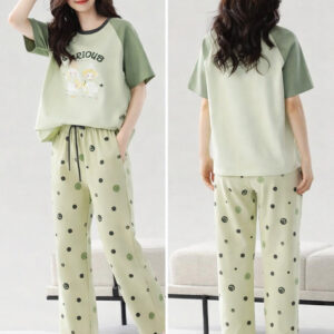 (NEW ) Olive green Carious Printed Night suit For her (RX-410)
