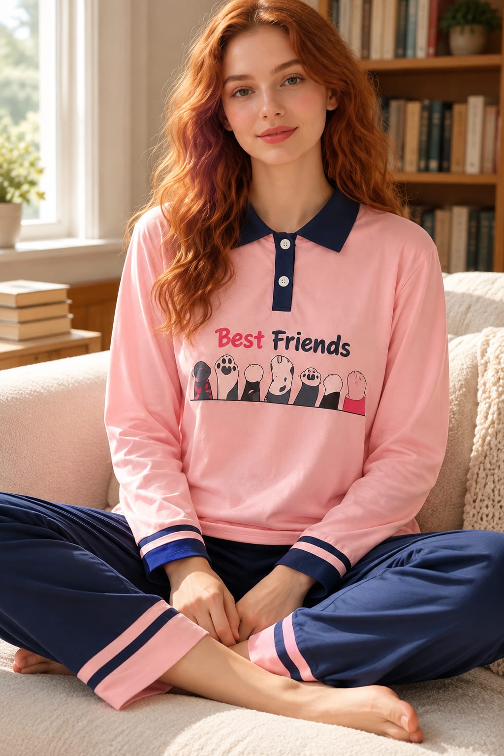 Pink And Blue Best Friend Polo Pj Set (RX-576) - Image 2